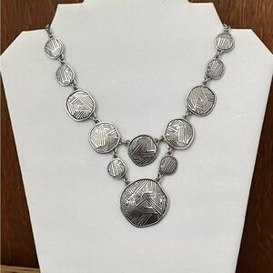 VTG LIA SOPHIA Silver Tone Abstract Dangle Statement Necklace No Wear 15.5”+3”